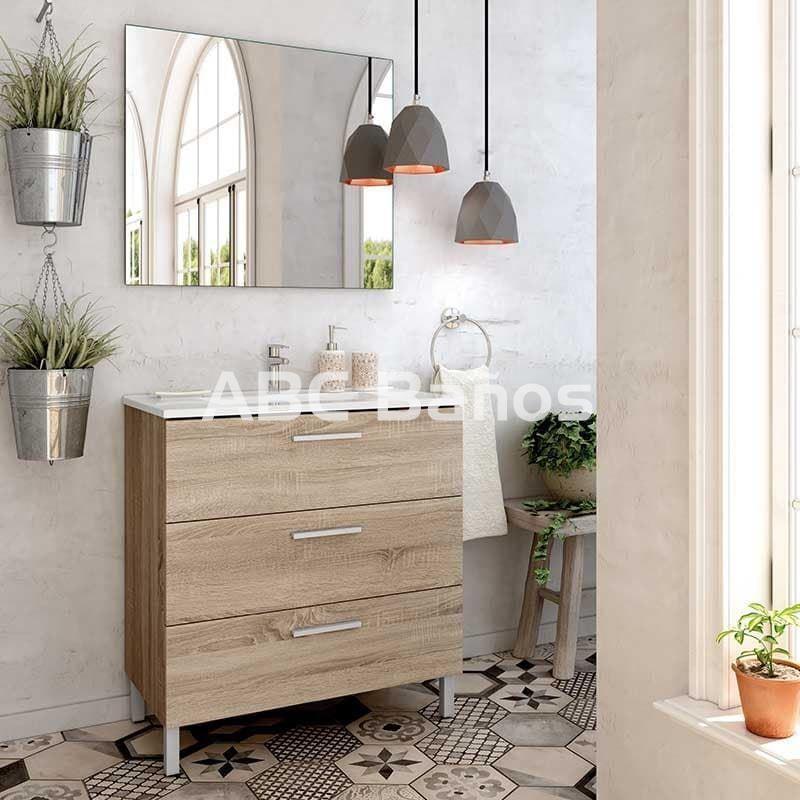 ▷ Mueble de Baño Tecia 100 cm. 3 cajones 1 puerta con Camerino